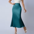 thumbnail image 6 of uublik Pencil Skirt for Women Elastic High Waist Pleated A-Line Flared Maxi Skirts Navy, 6 of 6