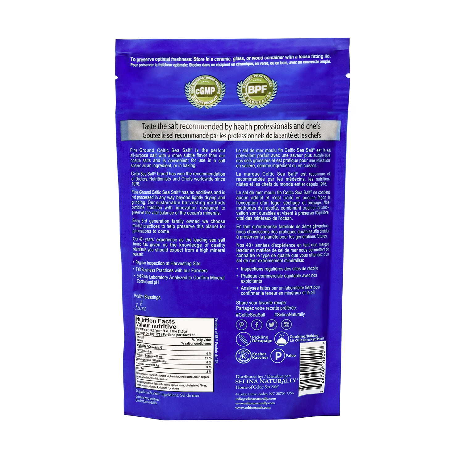 Celtic Sea Salt Fine Ground Sea Salt, 8 Ounce, All-Natural Mineral-Rich Seasoning