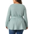 thumbnail image 3 of Agnes Orinda Women's Plus Size Crew Neck High Low Asymmetrical Hem Casual Blouse with Belt 1X Gray Green, 3 of 6