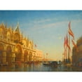 thumbnail image 2 of Félix Ziem 24x19 Black Ornate Framed Double Matted Museum Art Print Titled: Floods on Saint Marc Square, Venice, 2 of 5