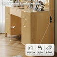 thumbnail image 6 of UGTOO Rustic Wood Vanity Table – LED Mirror, 5 Drawers, USB Ports, Vintage Gold Accents (54.3"H x 48.8"L), 6 of 17