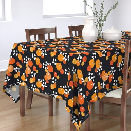 

Cotton Sateen Tablecloth 70 x 144 - Pumpkin Vegetable Gray Halloween Fall Print Custom Table Linens by Spoonflower