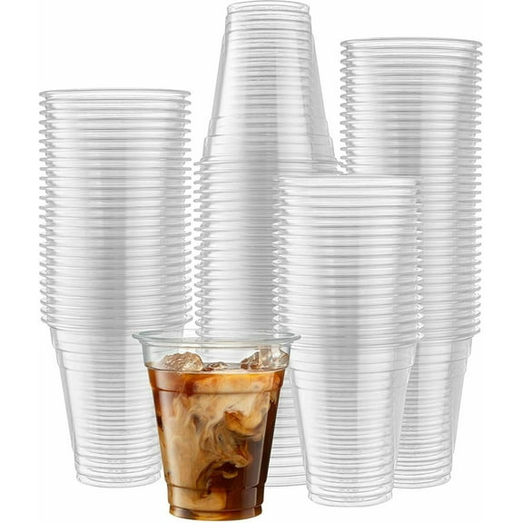 [BULK] PET Plastic Cups For Cold Drinks and Lids With Straw Slots - All Sizes (12oz [1000/Case])