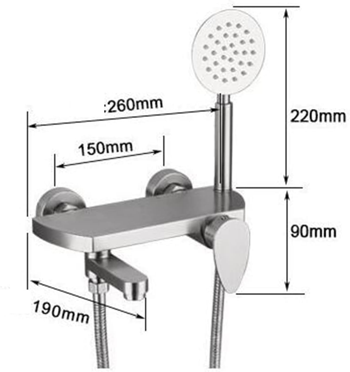 Bathtub Faucet with Shower Hand Sprinkler Hot and Cold Water Stainless Steel Bathroom Faucet Brushed