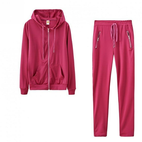 Juniors 2 Piece Sweatsuit Sets Casual Full Zip Long Sleeve Hooded Sweatshirt Elastic Waist Pants Activewear