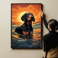 thumbnail image 4 of Blackand Tan Coonhound Canvas Wall Art Framed Great Wave Oil Painting Stretched and Framed Artsy Romantic Wall Paintings Girlfriend gift for Living Room Bedroom Bathroom Office Wall Décor, 4 of 4