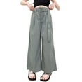 thumbnail image 3 of Juslio Girls Pants Casual Unisex Child 8-16 Years Mid Waist Loose Pocket Wide Leg Cropped Gray, 3 of 9