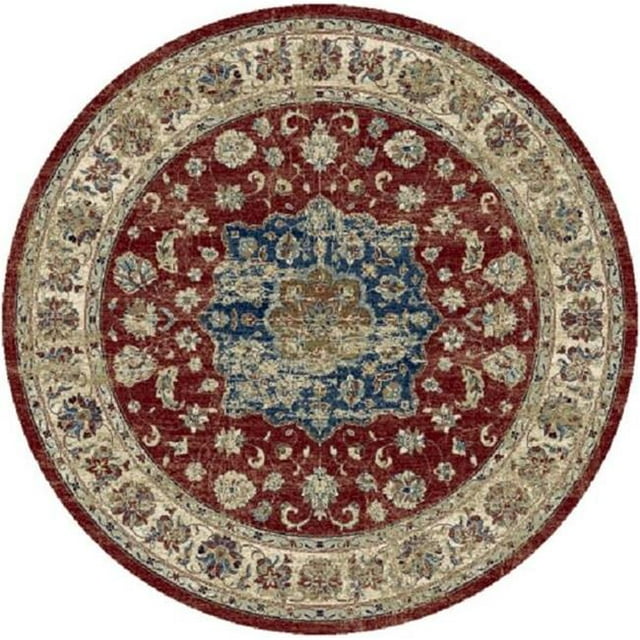 Dynamic Rugs ANR8575591464 7 x 10 Pi Ancien Jardin 57559 Tapis de Jardin Traditionnel Rond - 1464 Rouge et Ivoire