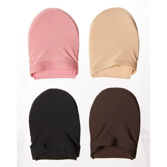 MeMoi 4 Pair Women's Fine-Edge Mule Toe Covers with Cotton Cushioning - Womens - Female, One Size, Nude-Black