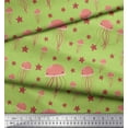 thumbnail image 3 of Soimoi Green Cotton Duck Fabric Jelly & Starfish Ocean Fabric Prints By Yard 58 Inch Wide, 3 of 3