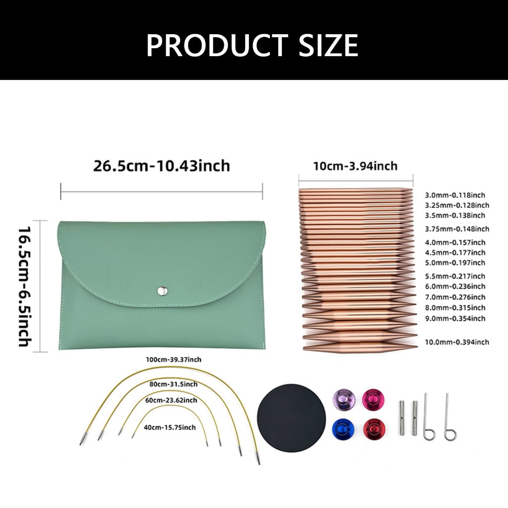 13Pairs Aluminum Interchangeable Circular Knitting Needle Set 3.0mm-10mm with Case for Knitting Weaving Sweater