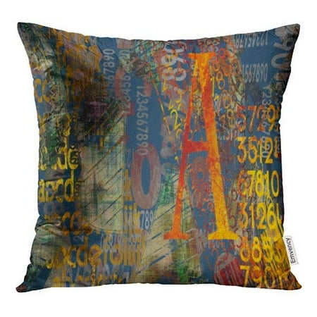 Yellow Gold Pillows ECCOT Abstract Collage Number Geometric and Typo Colorful Red Yellow Blue Old Gold Black Pillow Case Pillow Cover 18x18 inch ()