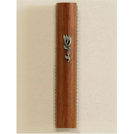 Rite Lite MZEB-79-MH Mahogany Wood Mezuzah with Beading - 4.5 in.