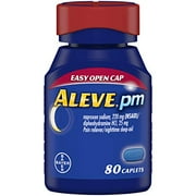Aleve PM Caplets, Fast Acting Sleep Aid and Pain Relief for Headaches, Muscle Aches, Non-Habit Forming 220 mg Naproxen Sodium and 25 mg Diphenhydramine HCl Capsules, 80 count