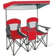 thumbnail image 4 of Gymax Folding 2-person Camping Chairs Double Sunshade Chairs w/ Canopy Red, 4 of 10