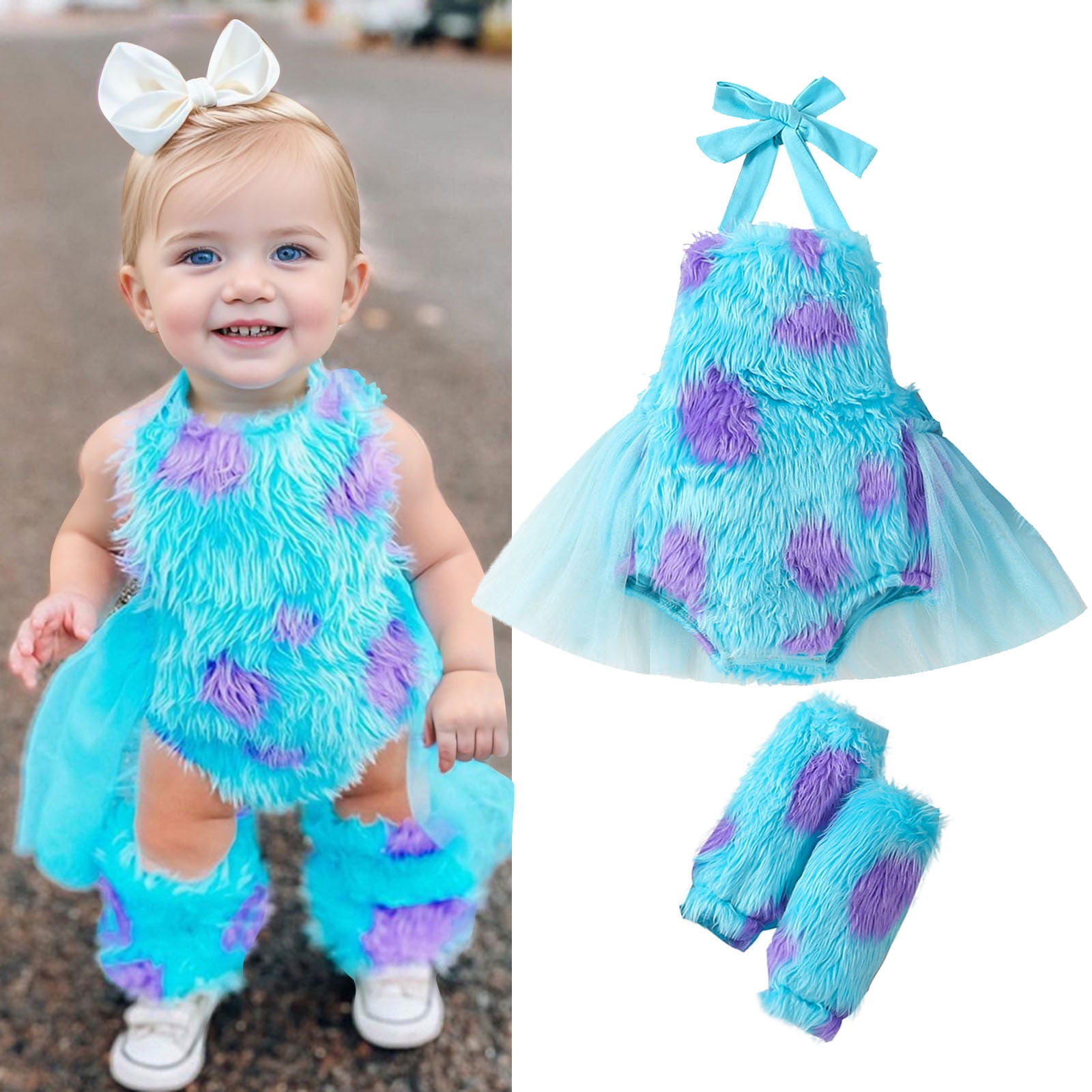 Siilsaa Bodysuit for Baby Girl Baby Girl Basic Ruffle Short Sleeve Cotton Romper Bodysuit Tops Clothes Blue,90