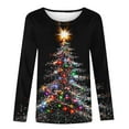 thumbnail image 4 of Ounisa Long Sleeve Womens Tops Casual Loose Fit Crewneck T Shirts Solid Lightweight Length Tunic Tops Christmas Tree Lights Christmas Gifts Elk Sequin Graphic Pullover, 4 of 5