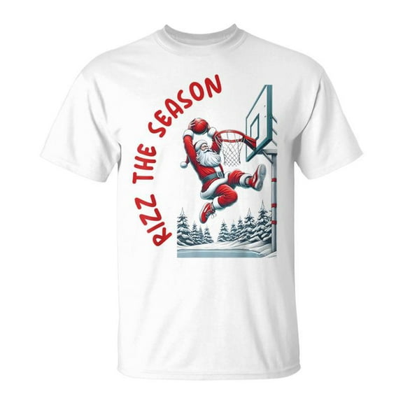 SR Rizz The Season Santa Claus Basketball Boys Christmas T-Shirt