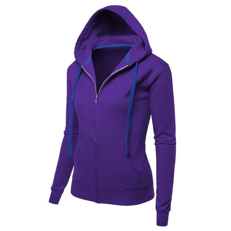 - Ninexis Contrast Drawstring Long Sleeve Zip-up Hoodid Jacket