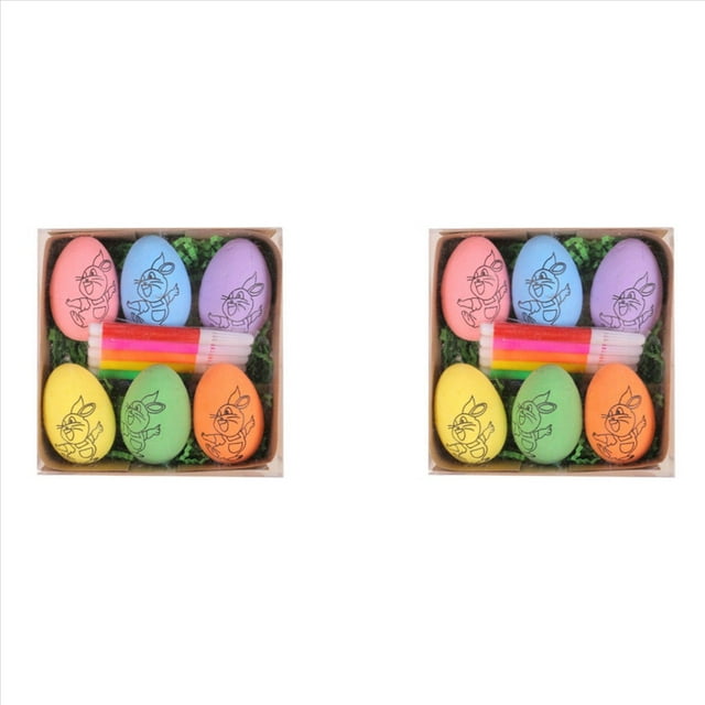 12 Piezas de Huevos de Pascua DIY Pintados A Mano 2024 Huevos de Regalo Hecho A Mano para Niños Kit de Pintura de Huevos de Pascua-A