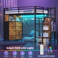 thumbnail image 4 of Afuhokles Twin Size Loft Bed with 8 Storage Drawers, Power Outlet, LED Metal Loft Bed with Storage Stairs and Wardrobe, Brown, 4 of 8