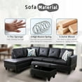 thumbnail image 6 of Sectional Couch for Living Room Furniture Sets, Black Faux Leather L Shape Living Room Sofa with Chaise and Storage Ottoman 3 Piece Using for Apartment, Office, Bedrooms (Facing Left Chaise), 6 of 6