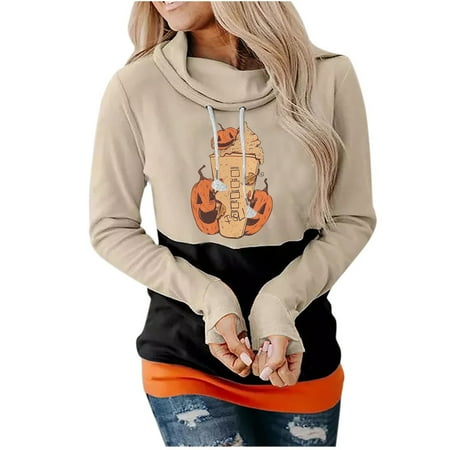 

Maternity Long Sleeve Shirts Long Sleeve Tops for Women Women s Fashion Casual Halloween Printed Long Sleeve Blouse Pile Collar Pullover Tops Sweatershirt Hooded Sweatshirts