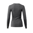 thumbnail image 3 of A2Y Women's Fitted Notched Neck Long Sleeve Thermal Knit Top Charcoal Grey S, 3 of 5