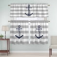thumbnail image 5 of Grey Stripes Curtain Valances Set Anchor Nautical Geometric Kitchen Curtains 24&nbsp;inch Length Rod Pocket Valance and Tiers 3 Piece Set Small Bedroom Bathroom Laundry Decor, 5 of 9
