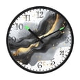 thumbnail image 2 of Voice Activated Clock with Glow Light 12 Inch Large Silent Wall Clock Battery Operated for Home Decor Black and Gold Shapes, 2 of 8