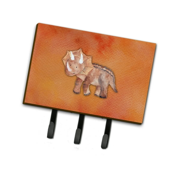 Carolines Treasures BB7403TH68 Triceratops Watercolor Leash or Key Holder Triple Hook multicolor