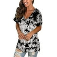 thumbnail image 3 of T Shirts for Women Casual Tops V-neck Tie-dye Short Sleeved Pullover Tee Shirt Top, 3 of 7