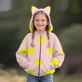 thumbnail image 2 of YunPes Girls Cat Ear Hoodies Heart Print Full Zip Hooded Jacket Cute Valentines Day Sweatshirt Cozy Fleece Coat Trendy Coat Sweaters, 2 of 4