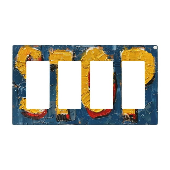 STOP sign Switch Cover Decorative Wall Plate / 4-Gang 4-Decor / Standard Size 4.5x8 in