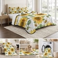 thumbnail image 6 of Twin XL Quilt Set 68''x98'', Sunflower Lightweight Summer Bedspread Coverlet Set with 2 Pillow Shams, Farmhouse Watercolor Botanical Summer Breathable All Season Quilt Bedding for Dorm/Guest Room, 6 of 9