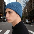 thumbnail image 5 of Women's Waffle Knit Beanie, Solid Color Rolled Brim Slouchy Hat, Thickened Winter Warm Cuffed Hat for Outdoor, Casual Daily Wear and Gift Navy, 5 of 7