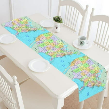 

MYPOP Vintage United States Map Table Runner Home Decor 14x72 Inch Colorful American Map Table Cloth Runner for Wedding Party Banquet Decoration