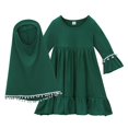 thumbnail image 4 of KAUOD Toddler Baby Girls Prayer Dress Cute Muslim Clothes for Toddler Kids Long Sleeve Abaya with Hijab 2 Piece Set, 4 of 9