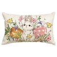 thumbnail image 2 of Easter Floral Tulip Garland Bunny Throw Pillow Cover, 12 x 20 Inch Spring Rabbit Holiday Cushion Case Decoration for Sofa Couch, 2 of 6