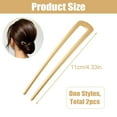 thumbnail image 2 of 2Pcs Shaped Hair Pins, Metal Hair Fork, Vintage Hair Sticks, Hair Pins for Buns, French Updo Hair Pins for Women Hair Accessories Girls Gifts Hairstyle Chignon (Golden color), 2 of 5