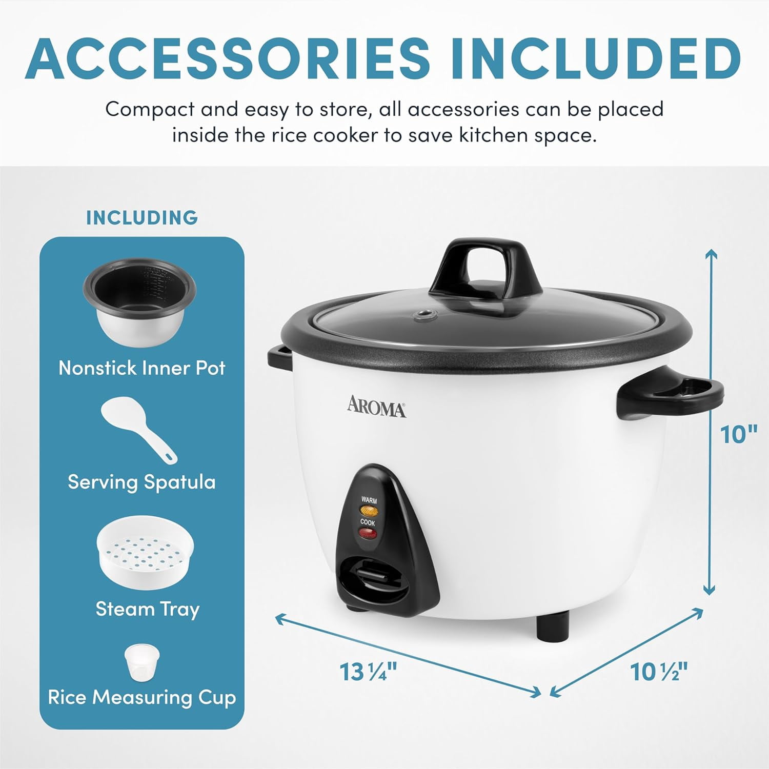 20-Cup Pot-Style Rice Cooker & Food Steamer, White