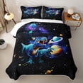 thumbnail image 2 of Homewish Cartoon Wildlife Dino Quilt King,Space Planets Stars King Coverlet Set,Black,3-Piece, 2 of 7