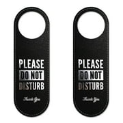 Do Not Disturb Sign 2 Pack Executive Quality Door Hanger | Eco Leather Hotel Style DND