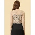 thumbnail image 4 of Cárdigan Toreras Top de Encaje Floral Transparente Allegra K Caqui L, 4 of 5