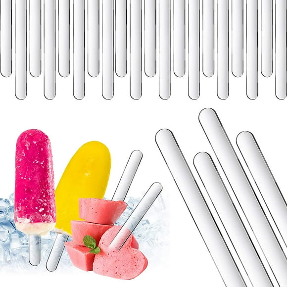 80 Pieces Acrylic Cakesicle Sticks 4.5 Inch Reusable Popsicle Sticks Mirror Ice Cream Sticks Mini Acrylic Craft Ice Pop Sticks for Candy Ice Creamsicle DIY Crafts (Transparent)