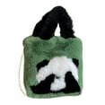 thumbnail image 3 of Bolso de peluche de panda, bolso de hombro, bolso cruzado, bolso de mano, bolsa, billetera con cadena, verde, 3 of 9