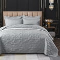 thumbnail image 3 of TOPCHANCES Quilted Quilt Set, 3 Piece Lightweight Queen Bedspread with 2pcs Pillowcase ( Grey ), 3 of 7