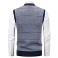 thumbnail image 5 of Yusimy Men's V-Neck Vest Winter Fleece-Lined Striped Stretch Knit British Style Heritage Inspired Layering Piece, 5 of 5