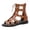Brown, variant on Womens Gladiator Sandals Hollow out Open Toe Summer Ankle Boots with Back Zipper Retro Studded Lace up Soft Leather Beach Flat Shoes Black Size 8.5