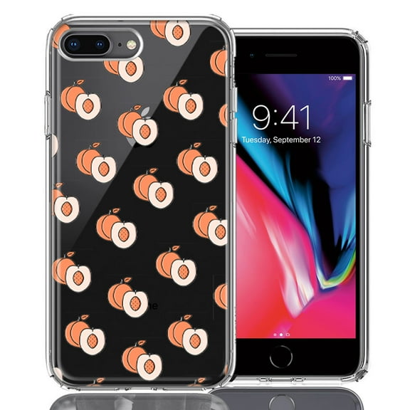 MUNDAZE For Apple iPhone 7/8 Plus Polka Dot Peaches Design Double Layer Phone Case Cover